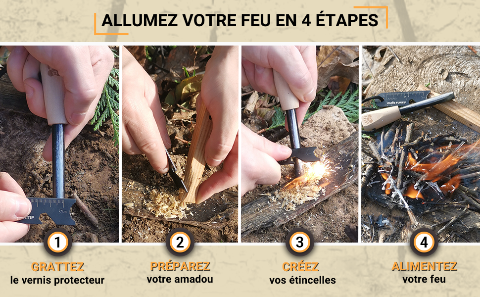 Ildstarter - Survival Fire Stone - Kvalitet XL 10 mm blød magnesiumstang - 15.000 anvendelser - Camping, Survival, Bushcraft, Vandretilbehør - Naturlig tænding inkluderet